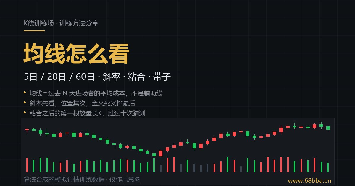 均线怎么看：5日、20日、60日均线与均线粘合示意图（算法合成的模拟行情训练数据）